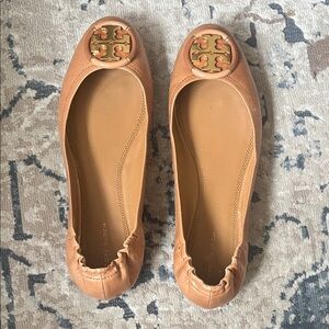 Tory Burch Camel Leather Flats
